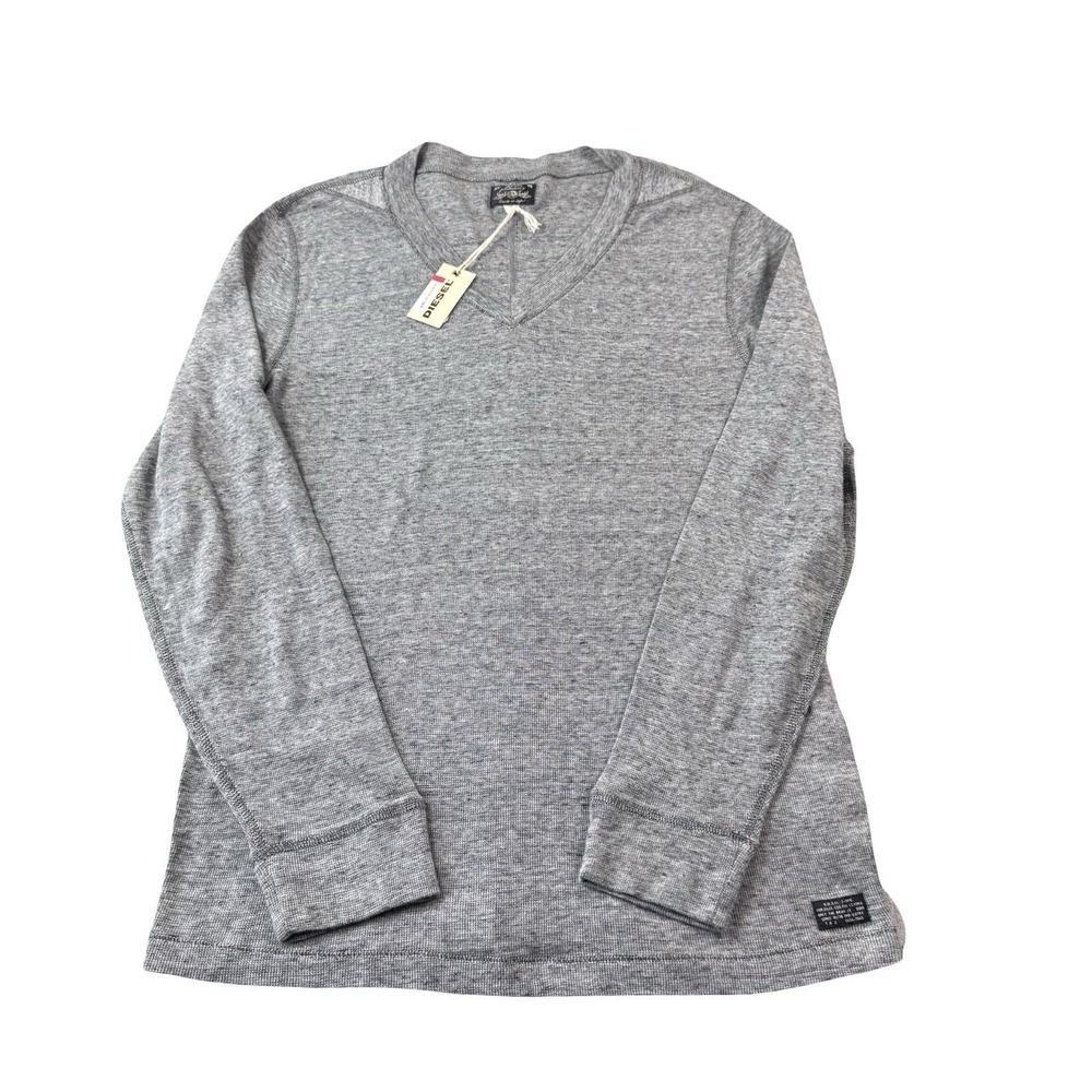 Diesel Gray Cotton Knit Women's V Neck Lightweight Sweater Size XL NWT